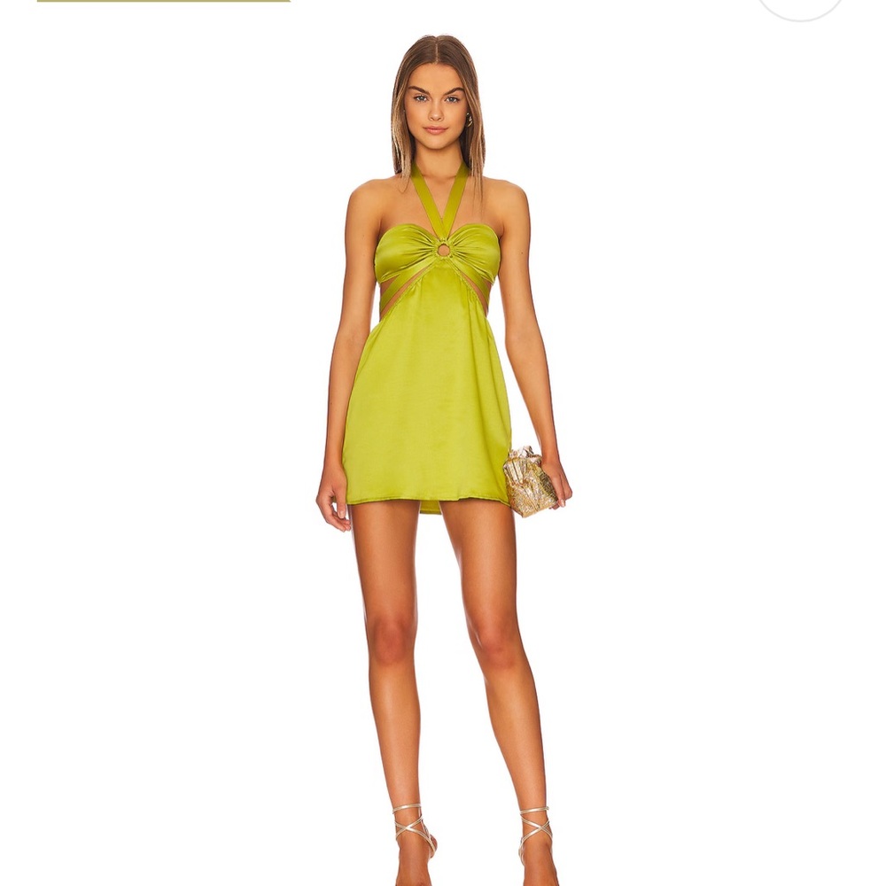 REVOLVE Vibrant Green Halter Mini Dress
